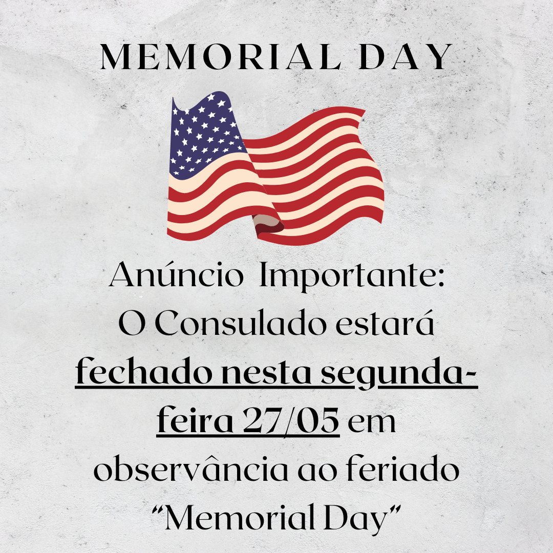 Anúncio Importante:
O Consulado estará fechado nesta segunda-feira, 27/05, em observância ao feriado “Memorial Day”.

Em caso de EMERGÊNCIA, o numero de plantão do Setor de Assistência a Brasileiros é: +1 (415) 596-6926