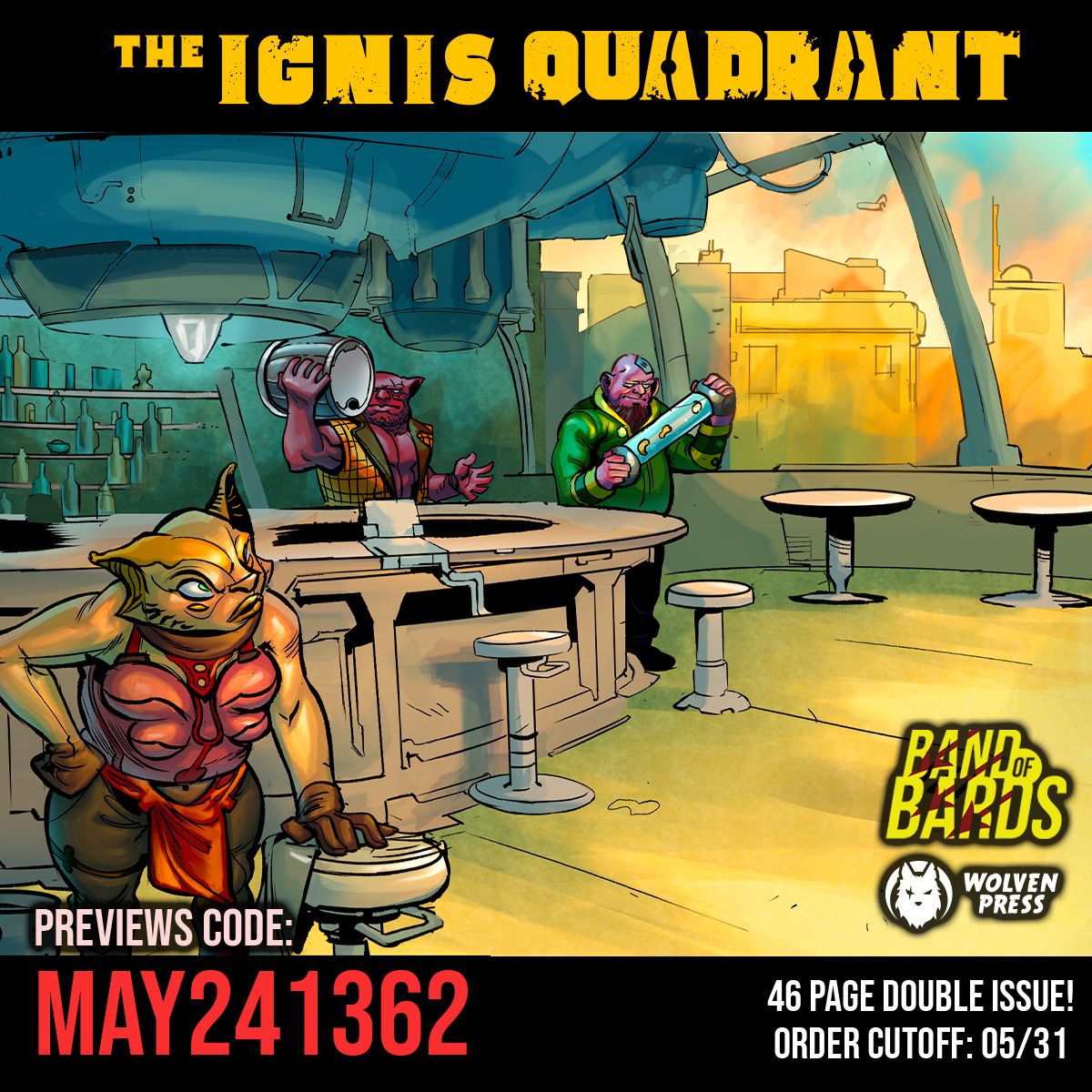 For fans of Firefly, Star Wars, and Cowboy Bebop: Your new favorite sci-fi space western!

THE IGNIS QUADRANT double-feature part 1 is still available to pre-order from your local shop from Band of Bards until the end of the month, just use previews code MAY241362
