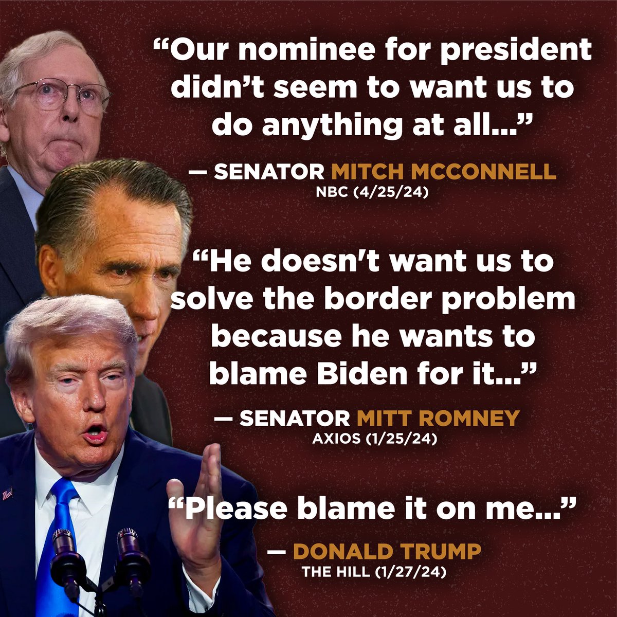 Republicans just rejected a bipartisan border deal because Donald Trump ordered them to. Again. They're apparently more interested in scoring political points than solving the problem.