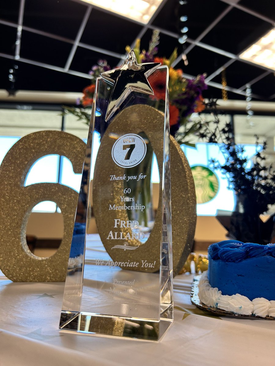 UFCW_7's tweet photo. A BIG Congratulations to Fred Allard from Safeway #2624. Today we celebrated brother Allard’s 60th anniversary with Safeway and 60 years as a LOCAL 7 UNION MEMBER! 🎊 #unionstrong #60yearmember #congratulations #UFCW #local7 #strongertogether https://t.co/CKfznxFYcr