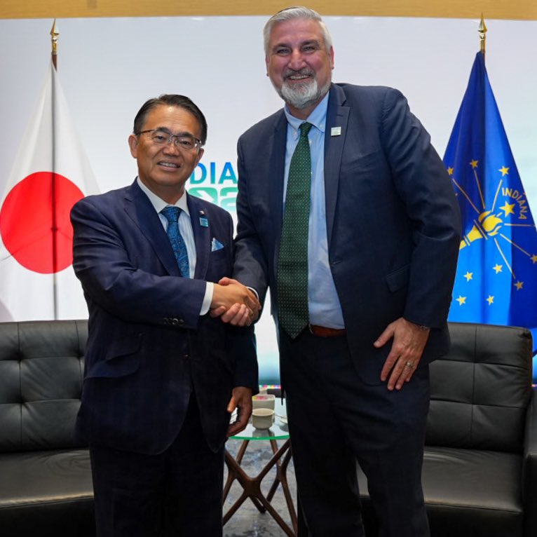 Happy to welcome Governor @ohmura_hideaki of Aichi Prefecture to the #INGlobalSummit. Celebrating our strong ties with #Aichi, home to @Toyota's significant investments in Indiana. Looking forward to furthering our collaboration on startups and entrepreneurship. 🇯🇵🇺🇸