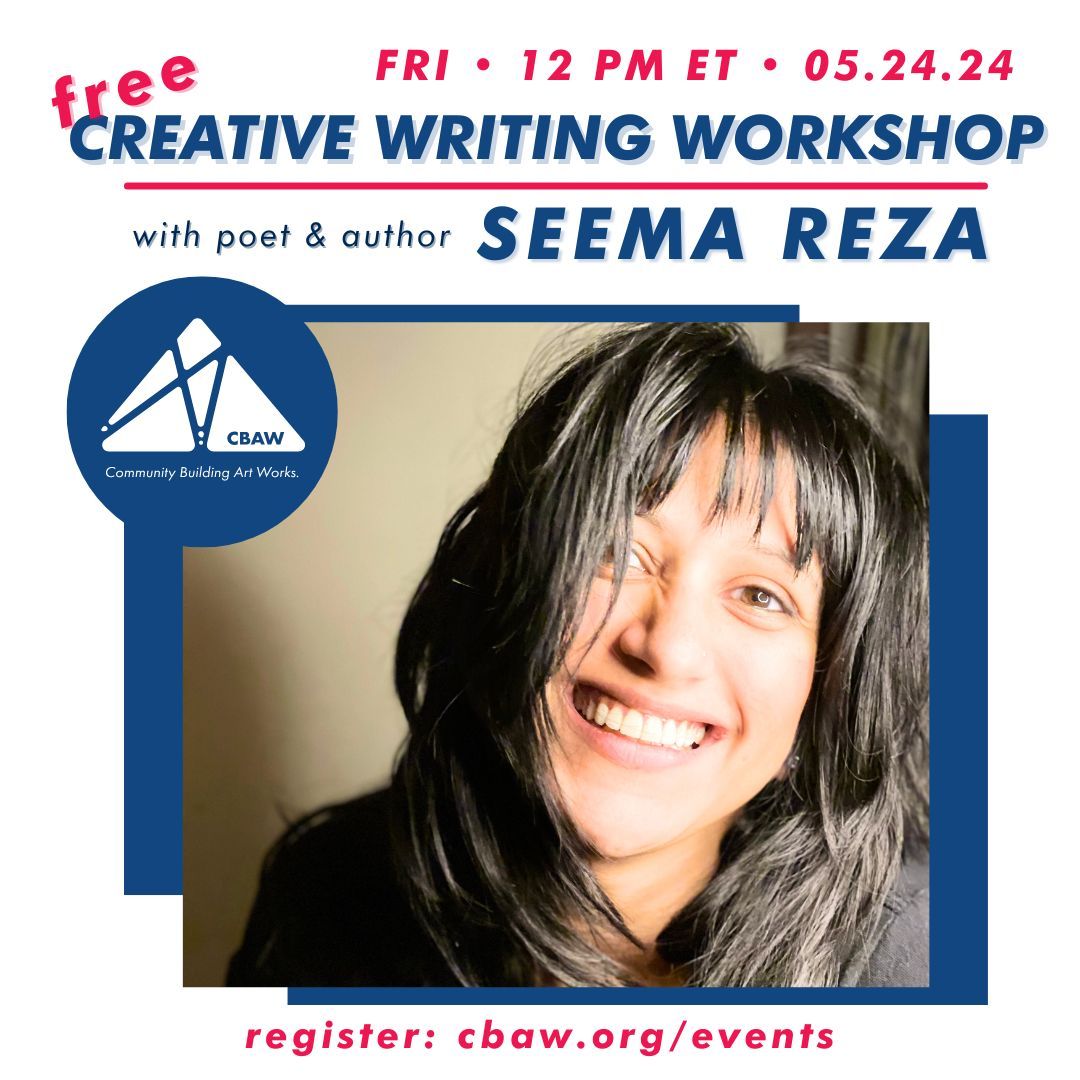 Join us every Friday at noon ET for a creative writing journey with @SeemaReza. No prior experience needed—if you can think, you can write! Dive into writing as a means of connection, expression and solace. It's always free! Click here: eventbrite.com/e/cbaw-online-… #ArtSavesLives