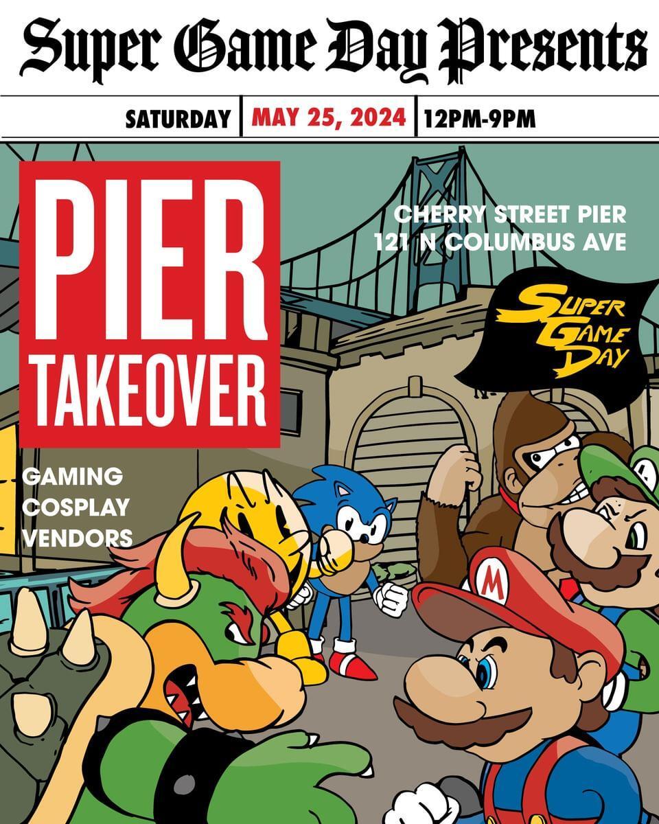 cherrystpier's tweet photo. Join us for the @SuperGameDay1 Pier takeover this Saturday from 12 to 9 pm. Compete in tournaments featuring Super Smash, Mortal Kombat and more. Don’t forget to bring your A-game!

https://t.co/oyUJiF2OV2

#MyPhillyWaterfront #CherryStreetPier https://t.co/Xg7To1Wvx8