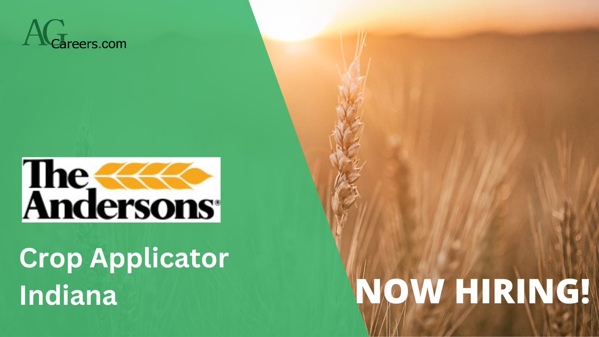 .@Andersonsgrain is #Hiring a Crop Applicator! 

This role will understand product label specifications and operational procedures/standards for custom application. 

Find out more on #AgCareers: ow.ly/CfTS50RNUAs
