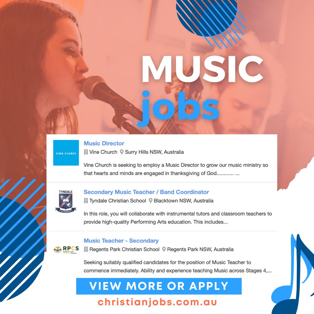 Are you passionate about music and looking to make a difference through your talents?  Check out the amazing music job opportunities at christianjobs.com.au! 

#ChristianJobs #MusicMinistry #FaithAndMusic #WorshipLeader #MusicCareer #JobOpportunity
