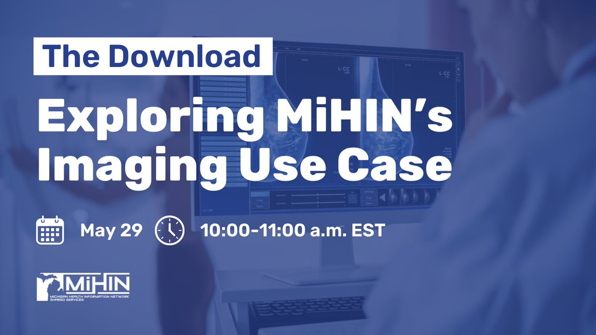 MiHIN's tweet photo. Hot on the heels of National Women's Health Week, Katie Goulette and Joanne Jarvi will facilitate an engaging webinar focused MiHIN's Imaging Use Case, including a targeted pilot specifically for breast cancer imaging. RSVP here: https://t.co/WHeas5dKsS https://t.co/LDXVzlROrS