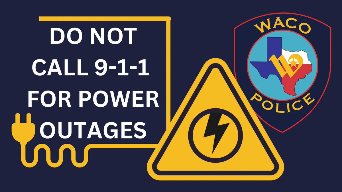 Hello Waco!! We understand there are power outages around town. Please do not call 9-1-1 to report those outages. If you want to report them please contact whoever your electricity provider is.

We hope you’re all staying safe through these storms!

#Wacotexas #WacoPD