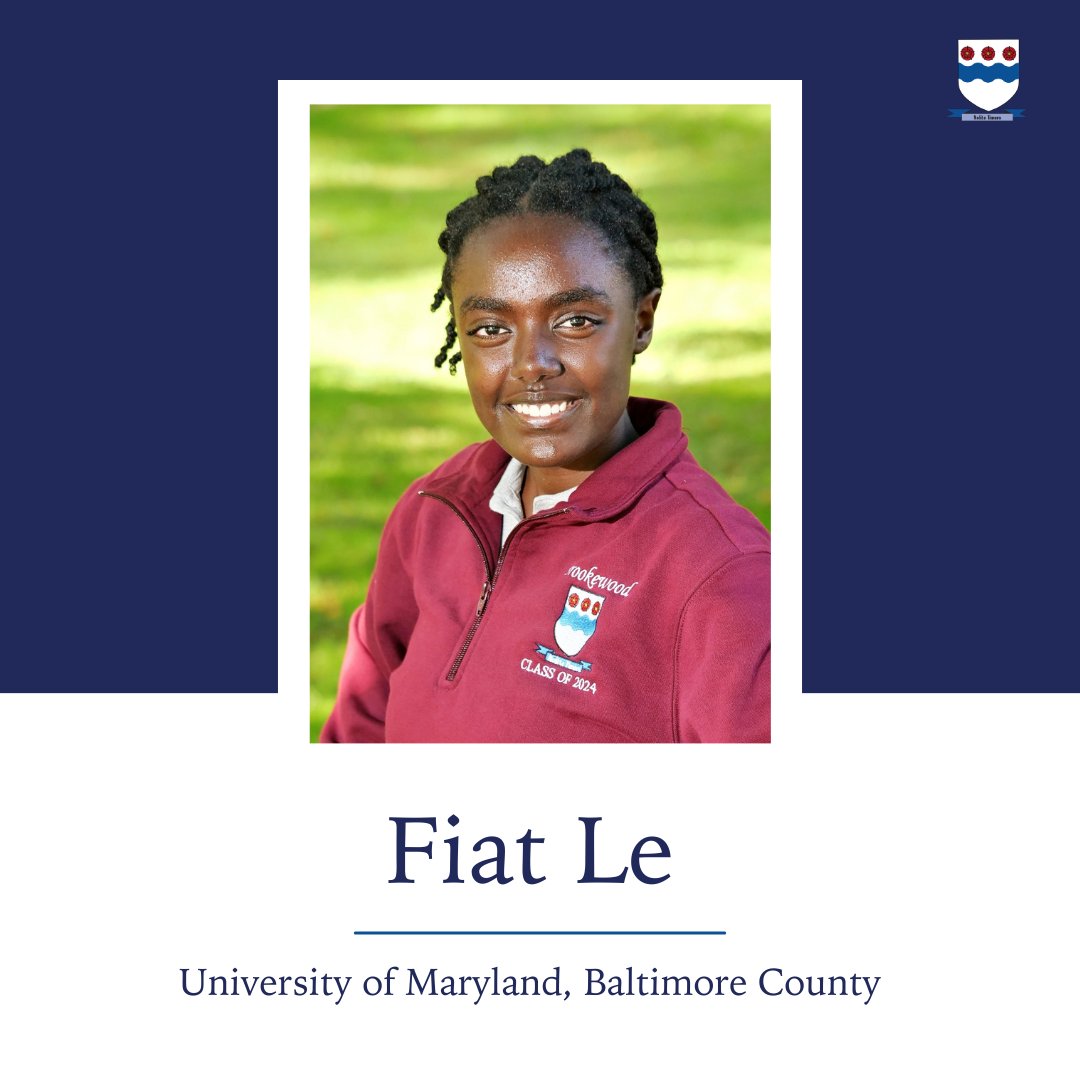 Congratulations to Class of 2024 Senior Fiat Le, who will be attending  University of Maryland, Baltimore County this upcoming fall!

#BrookewoodSchool #NoliteTimere #BeNotAfraid #CatholicSchools #allgirlsschool #MOCOSchools #DC #DCCatholicSchools