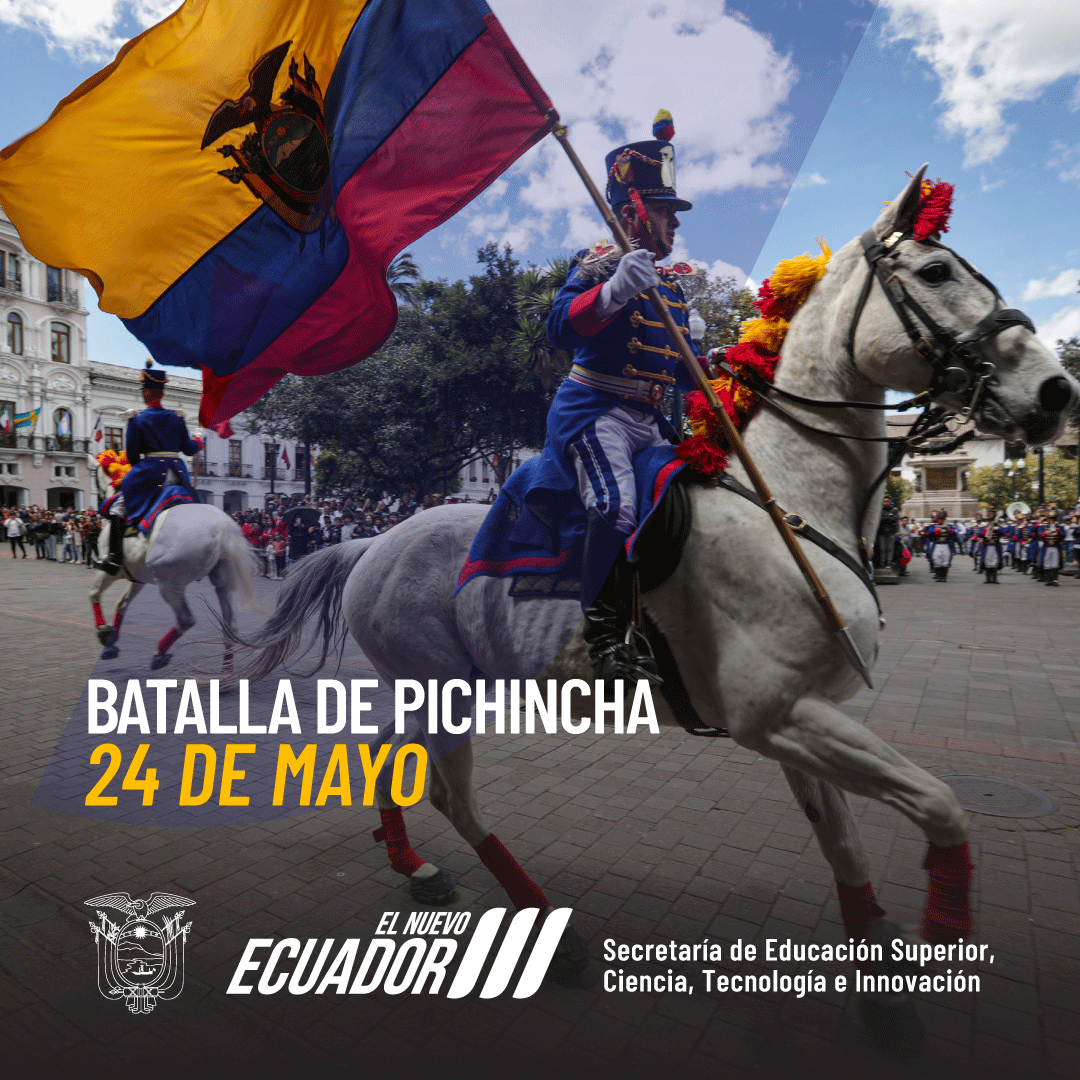 EduSuperiorEc's tweet photo. Este #24DeMayo honramos la lucha de nuestros patriotas, que con valentía y honor sellaron la libertad e independencia en la #BatallaDePichincha, trazando el camino hacia un país democrático.

¡Viva el Ecuador! 🇪🇨 https://t.co/UjblW73bHK