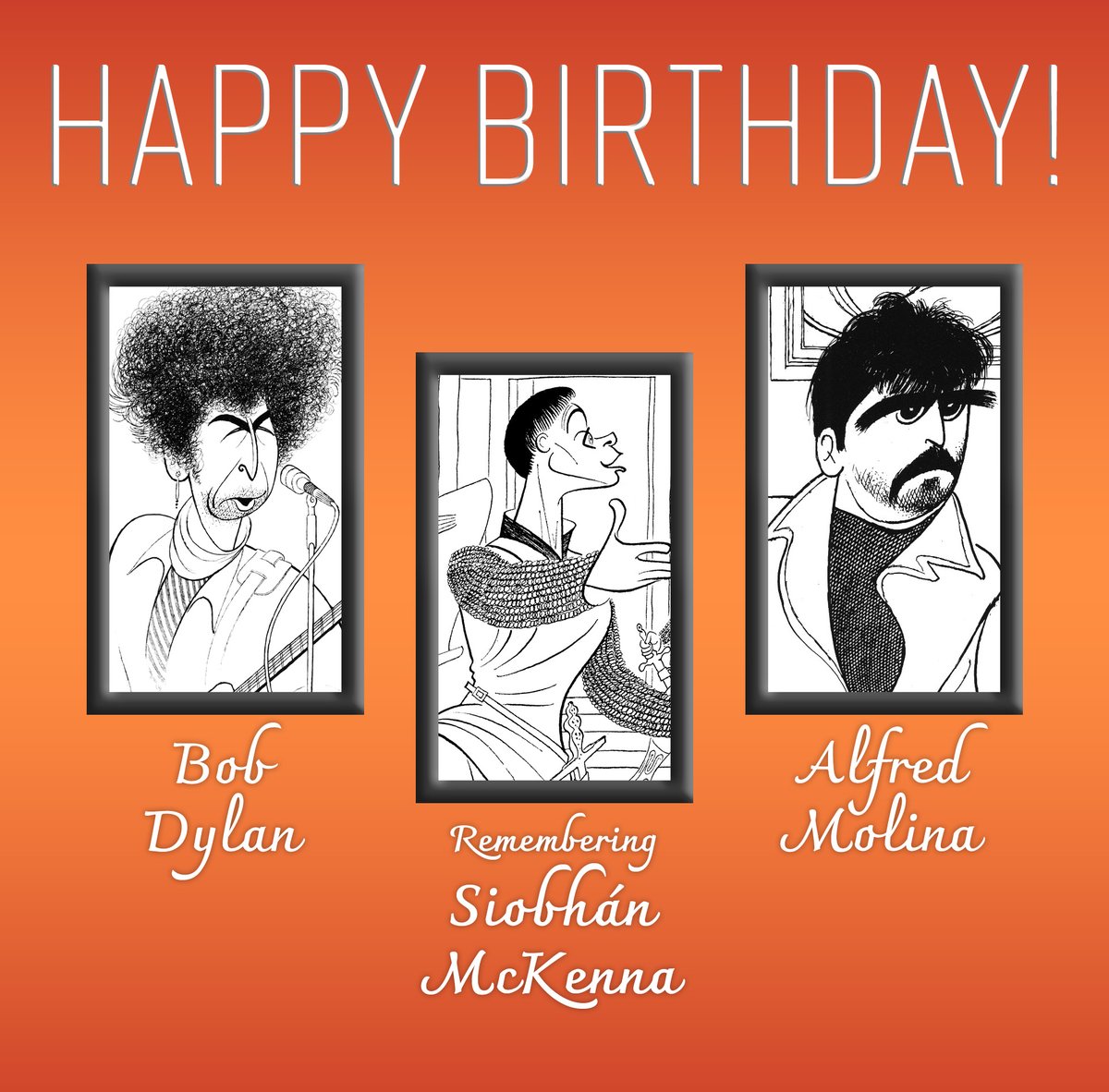 Today in Hirschfeld Birthdays:

Bob Dylan, Siobhán McKenna, and Alfred Molina!

View full works at alhirschfeldfoundation.org

#Hirschfeld #Art #Birthdays #Drawings #BobDylan #AlfredMolina #SiobhanMcKenna #Film #TV #Theater #Music