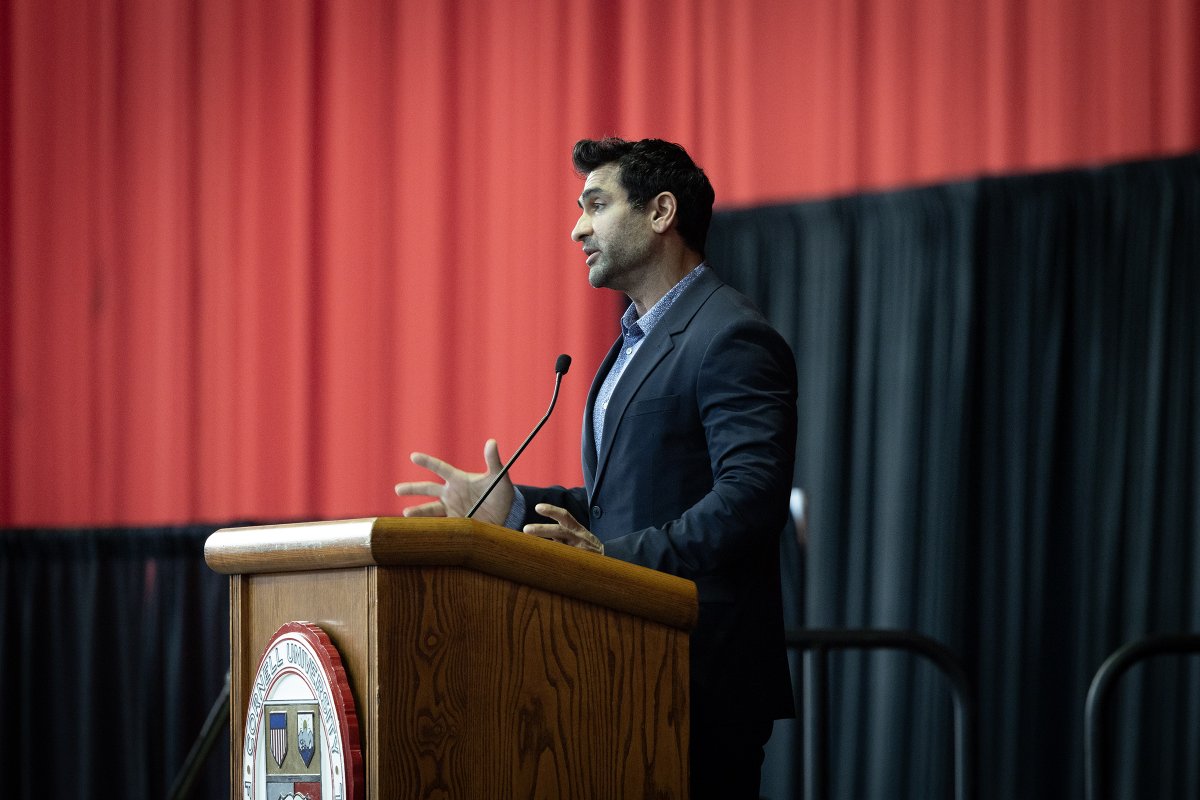 “If you are the recipient of kindness and sensitivity, acknowledge it. Find them, tell them, thank them – you will never regret it,' encouraged actor and comedian Kumail Nanjiani to Cornell’s Class of 2024 during Senior Convocation. #Cornell2024