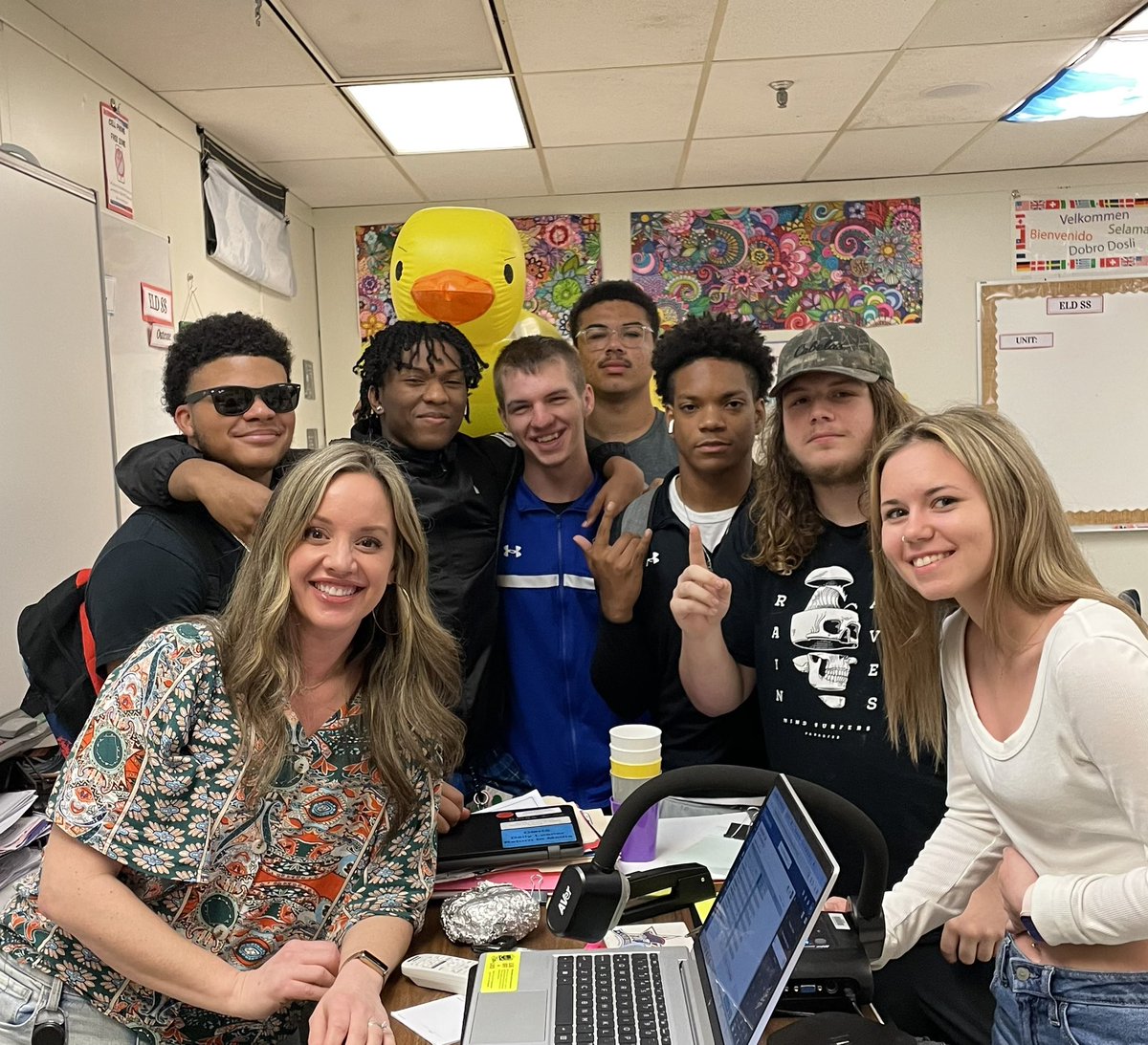 First HS kids in person. Some in 10th, some in 11th &amp; some in both. Lucky they still come to see me most days. They are a special group. I’ll miss them messing with me &amp; other things to annoy me on purpose. (we are consistent in the pictures we take) <a href="/OldMillHSAACPS/">OldMillHS-AACPS</a>  #classof2024