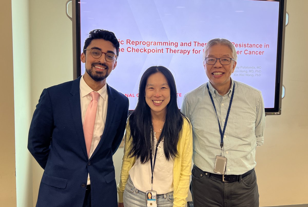 What an incredible science talk by Dr. Putatunda <a href="/VPutatunda/">Vijay Putatunda</a> @NCIResearchCtr <a href="/NCICCR_SurgOnc/">NCI Surgical Oncology</a> today. I learned so much from him about mechanisms of immunotherapy response, and his passion towards science. He is becoming a great physician scientist. Congrats!