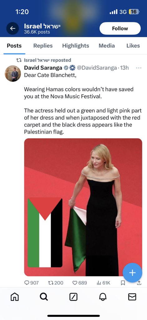 Ajeloml's tweet photo. الصهاينة منضغطين من حركة كيت بلانشيت بفستانهم رغم انه ممنوع رفع العلم بالحفل بس سوتها بطريقة ذكية وقهرتهم، عشان كذا تأثير المشاهير بموضوع الدعم لغزة مرة مهم https://t.co/HYF5LWE4Ej