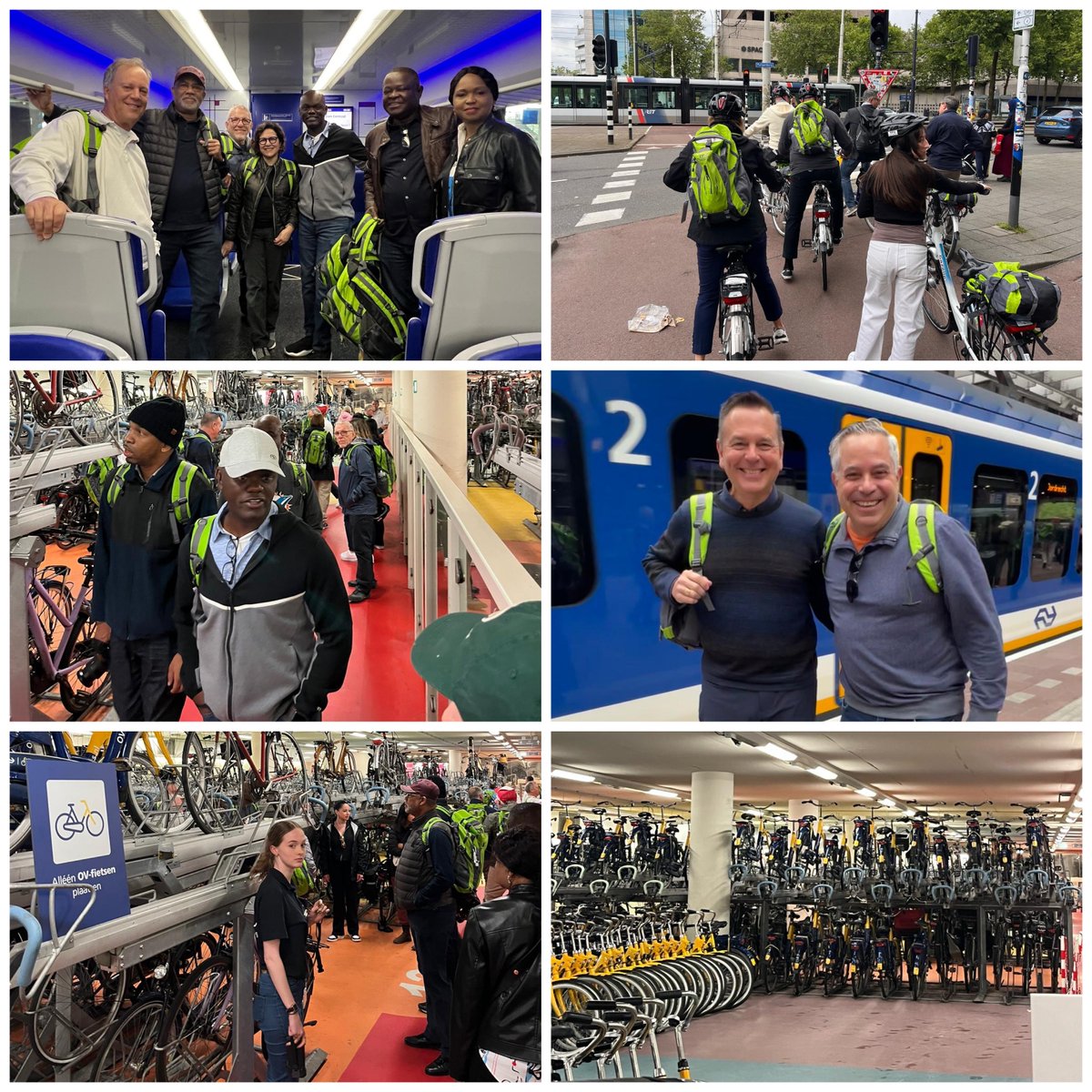 miamidadetpo's tweet photo. On day two of the Miami-Dade TPO’s Bike Immersion Program, participants took an early train to Rotterdam, discussed bike planning at City Hall, then rode 8.5 miles to explore bike infrastructure, stopping at Rotterdam Centraal. #MiamiDadeTPO #SMARTRegion https://t.co/JhN5VgOxg7