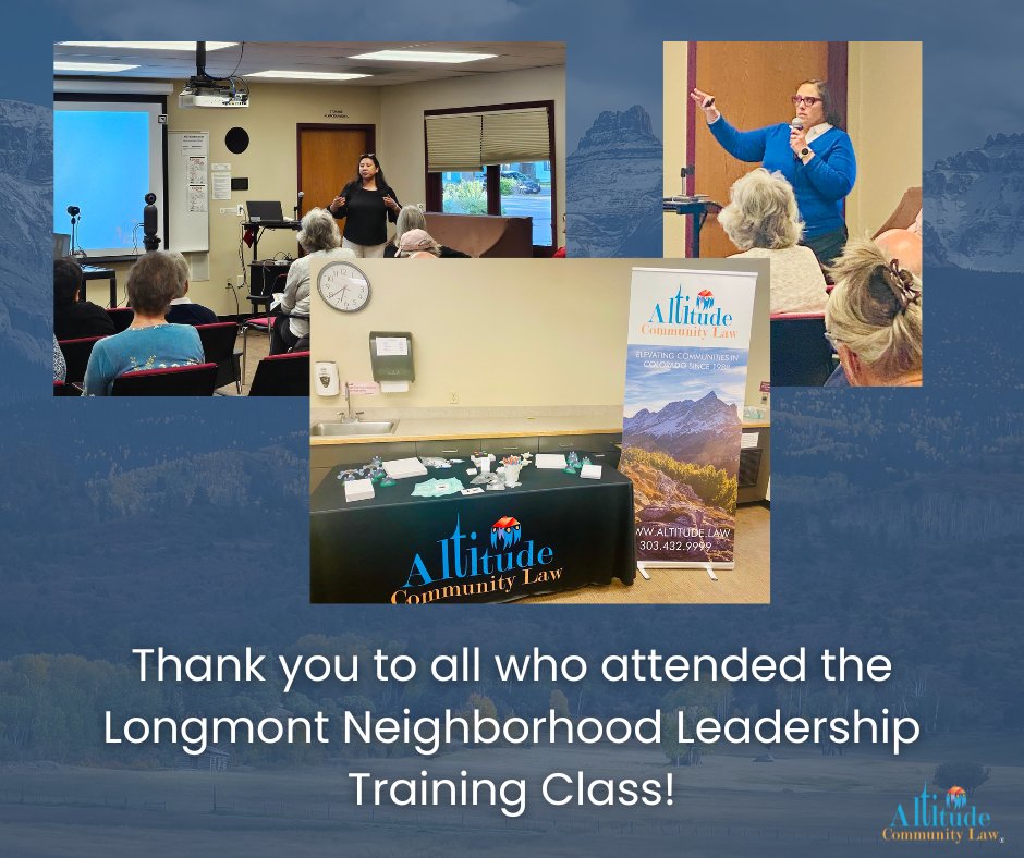 Thank you to everyone who attended @coloradohoagal Melissa Garcia and Amanda Ashley’s Neighborhood Leadership Series class in partner with the @cityoflongmont!
#HOALaw #HOAEducation #HOAManager #AltitudeCommunityLaw #ColoradoHOA #HOAAttorney #CityOfLongmont #LongmontColorado