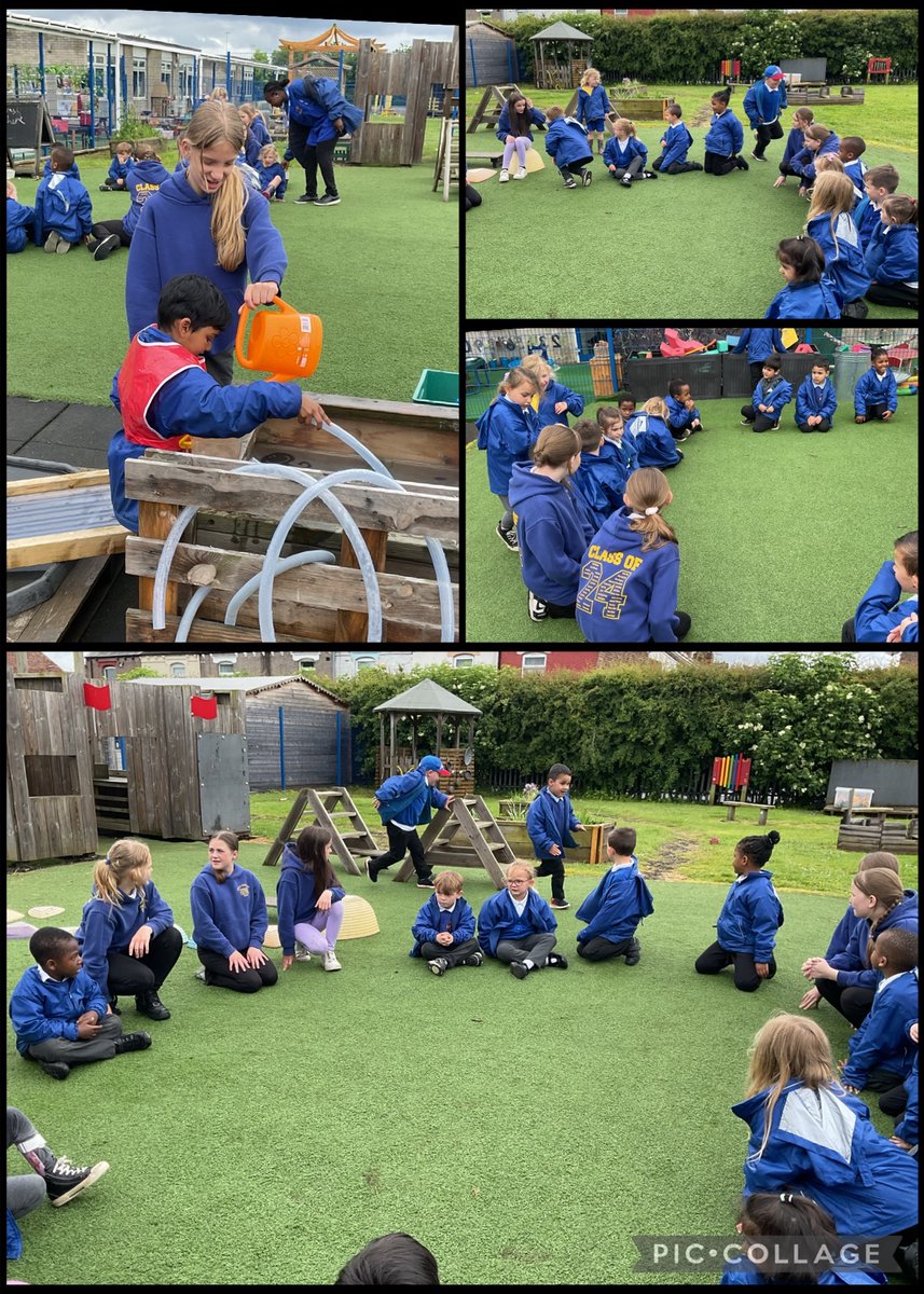 Reception had lots of lunchtime fun, yesterday, playing games organised by some of our Year 6 children 😊 @CNicholson_Edu
