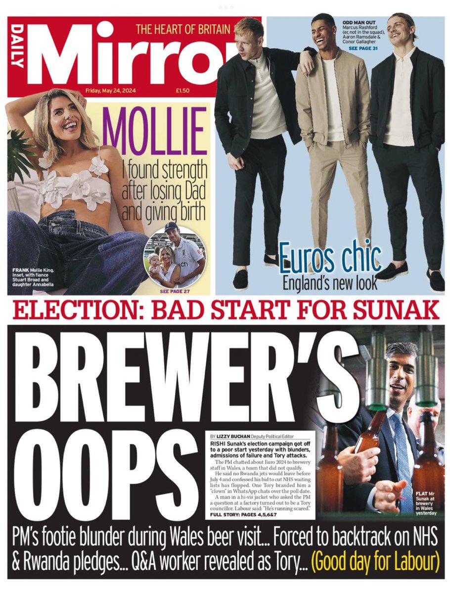 Introducing #TomorrowsPapersToday from: #DailyMirror Brewers oops Check out tscnewschannel.com/the-press-room… for more newspapers. #buyanewspaper #buyapaper #pressfreedom #journalism