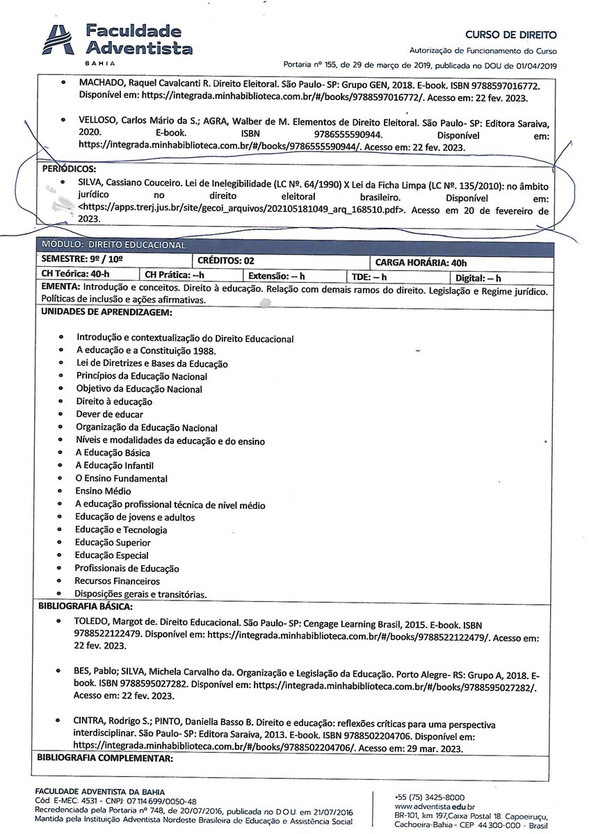 belcassianocdas's tweet photo. Agradeço  muito a Faculdade Adventista no Curso de Direito em Bahia por colocar a  minha bibliografia como Periódico na grade curricular na Disciplina  Direito Eleitoral - Módulo Eletivo para todos os operadores do Direito📷📷📷📷!!! https://t.co/lbP4mhmzm9