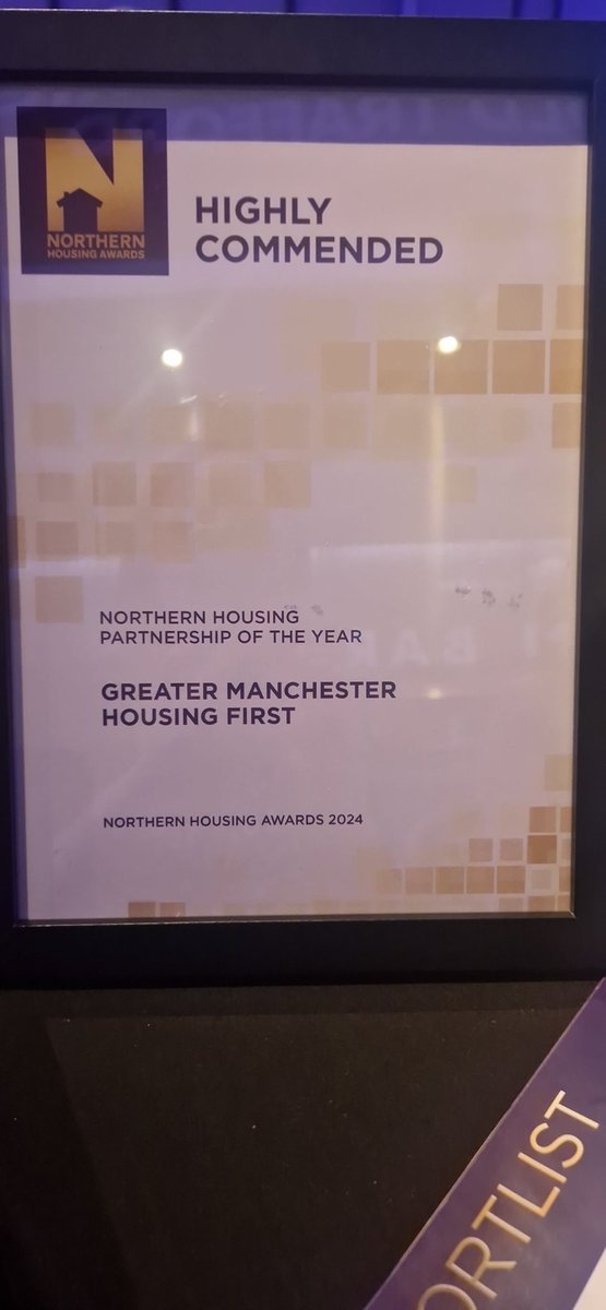 Northern Housing Partnership of the Year, Highly Commended from a shortlist of 9- well done team great recognition for our partnership and all we've built over the last 5 years #valuesledpartnership