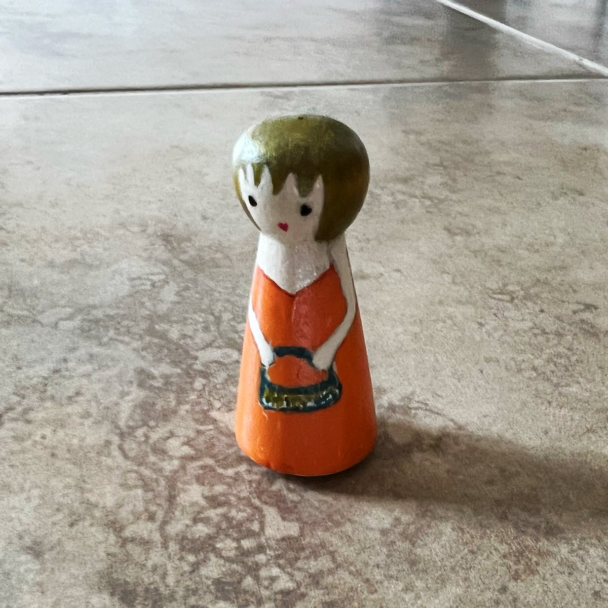 Peg doll, ‘Elliana’, Size: 2 inch height x 1 inch width. 
#artist #art #artwork #pegdoll #artoftheday #hobbies #craft  #paint #acrylic #acrylicart  #bircedikici #create #creative #birceart  #ornaments #design #handmade #decoration #homedecor #handmadedecor