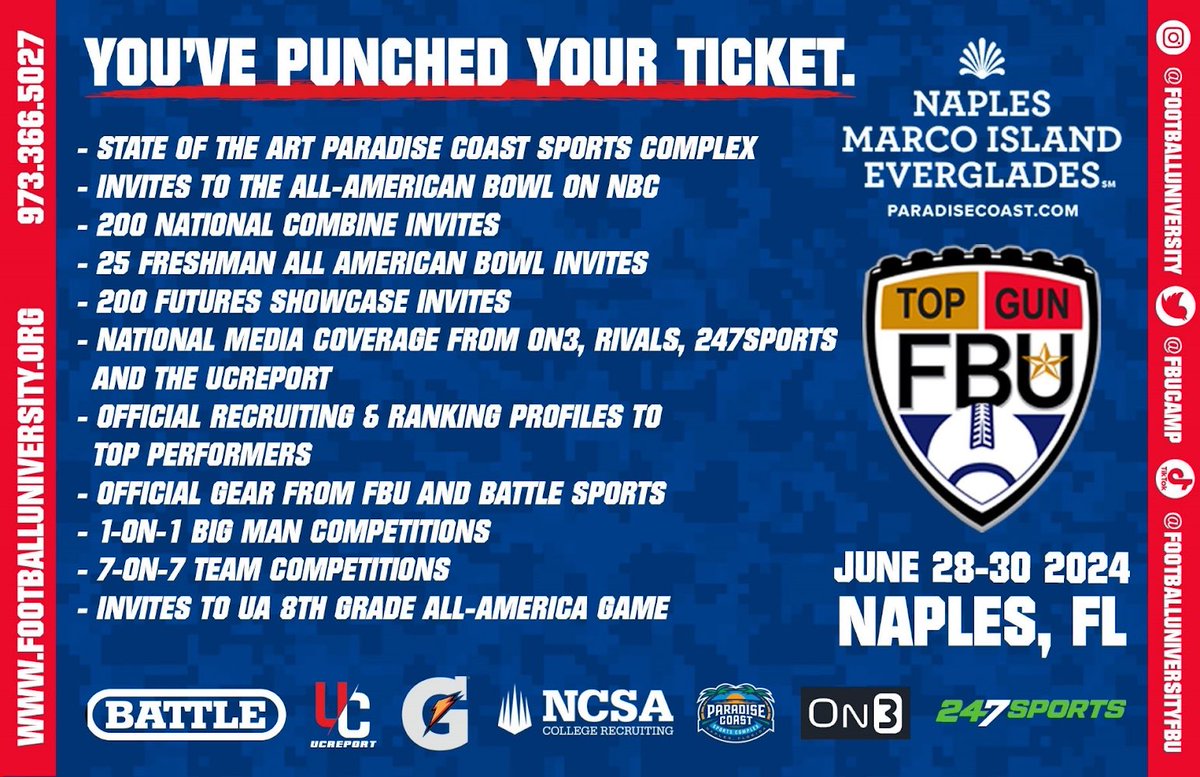 Blessed to be Invited to Top Gun in Naples! 🏝️  

@TheUCReport @CoachTibs @CoachStrobel @CoachPerry_UK @joeray36 @Coach_Snuggs @CoachPlum_UINDY @FBCoachHale @Coach_Fishback @CoachBZink