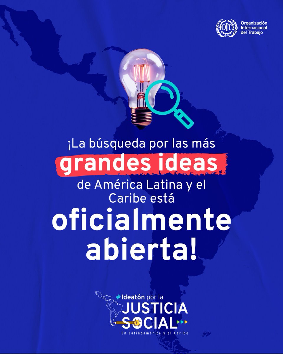 📣¡Es oficial! Te estamos buscando a ti y a todas las y los jóvenes de América Latina y el Caribe para que sumen sus 💡ideas al gran #IdeatónPorLaJusticiaSocial. Si tienes entre 16 y 29 años, esto es para ti. Conoce más:⬇️ ilo.org/es/ideaton-por…