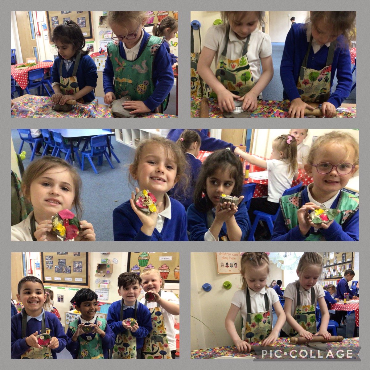 Reception children have been moulding clay to make flower discs. They have been using rolling, squeezing, pinching, pressing and sculpting skills to manipulate the clay. @CNicholson_Edu