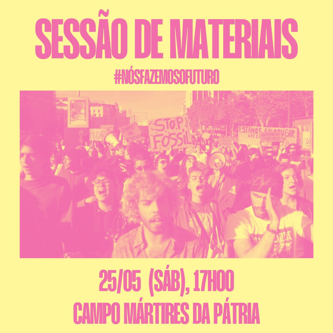 🎨 Este sábado, às 17h no Campo Mártires da Pátria (Lisboa), junta-te à sessão de materiais da manifestação "Nós Fazemos O Futuro"!

#NósFazemosOFuturo
#WeMakeTheFuture