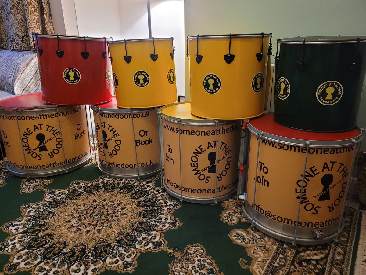 The drums are tuned ready for <a href="/BirminghamPride/">Birmingham Pride</a> parade. 

We will be in the front section of the parade, after Hits Radio.

The feathers, rainbows, bells and whistles will be put on the drums Saturday morning! 

See you at the parade? Weather looks ok…no rain! 
@SomeoneATD