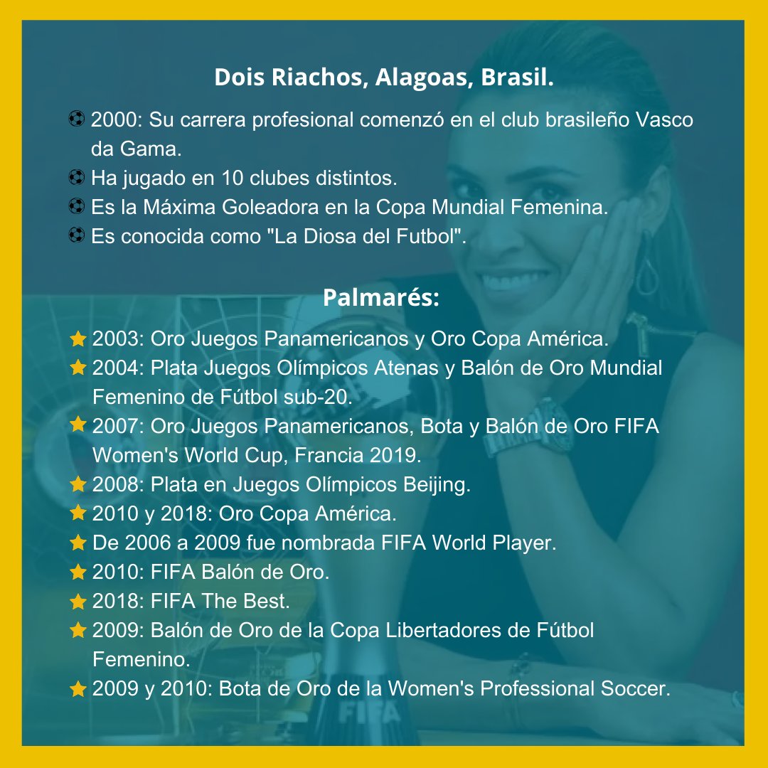 👁A que no sabías... 🟢🔴 ⚽️💜 Que Marta Da Silva, comenzó su carrera de manera profesional en el año 2000, y para el 2009, ya era la Bota de Oro de la Women's Professional Soccer, conoce más de esta futbolista en el Día Internacional del Fútbol Femenil. ⚽️💜 #CEU #FCPyS #UNAM