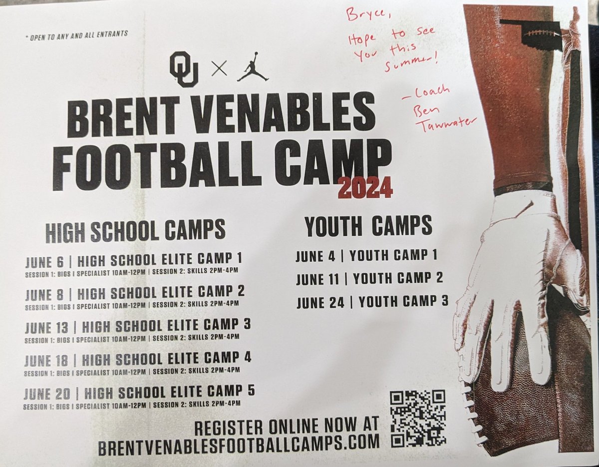 BryceDaniels_OL's tweet photo. I really want to thank Coach Tawwater @BenTawwater from @OU_Football for personally inviting me to The University of Oklahoma!! 💪 @OU_CoachB @CoachVenables @OU_Athletics @GregDaniels_OL https://t.co/euHzYpLqtB