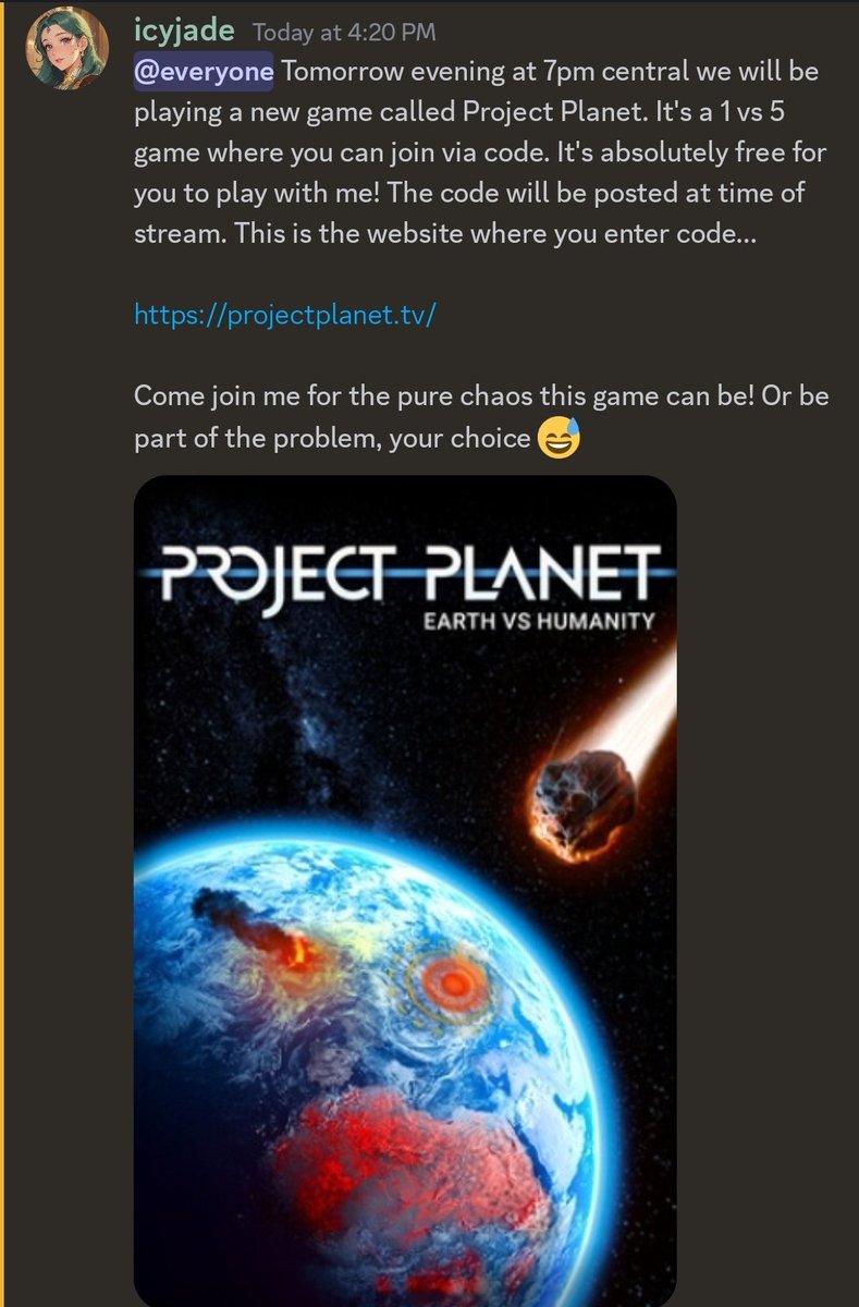 Theicyjade's tweet photo. Streaming on https://t.co/b7rF5QQSGz tomorrow night 7pm central. Come join the fun. #Projectplanet #mobilegame https://t.co/9LAbKMHEoj