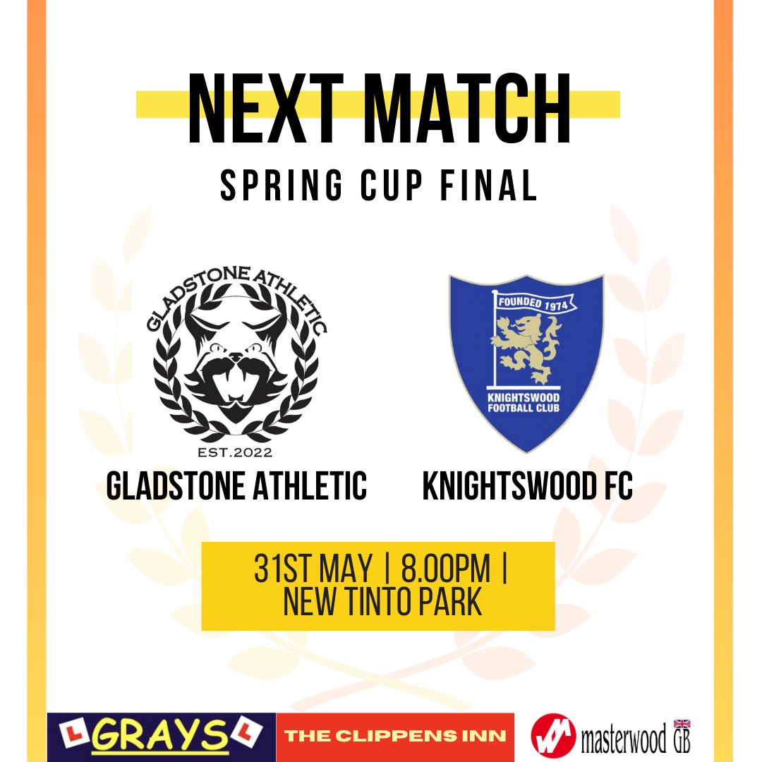 𝗙𝗿𝗶𝗱𝗮𝘆 𝗡𝗶𝗴𝗵𝘁 𝗙𝗼𝗼𝘁𝗯𝗮𝗹𝗹!

Next week, we play our first cup final as a club! Get along to support the boys at New Tinto Park, 8pm kick off under the lights! 

Entry £5 for adults, £1 for kids with £1 of every entry fee going to the leagues chosen charity! 🔵⚪️🪨