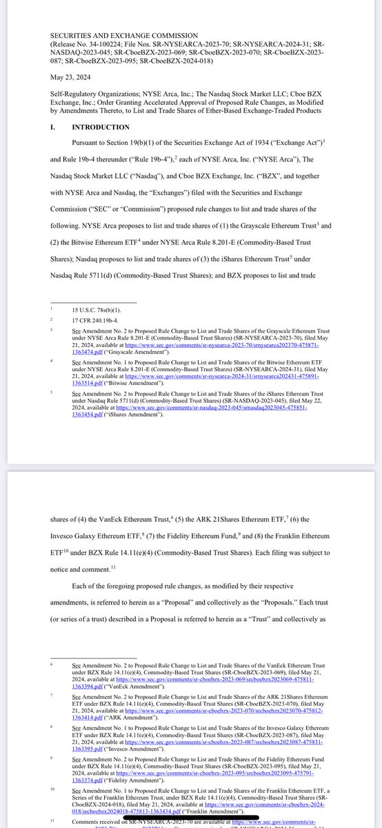 This week, this day, has been a rollercoaster unlike any other I’ve seen. ETH is effectively deemed a Commodity as we’ve always known it to be. I’m proud to be on team @Coinbase, the trusted partner and custodian for many of the issuers who had 19b-4’s approved tonight.