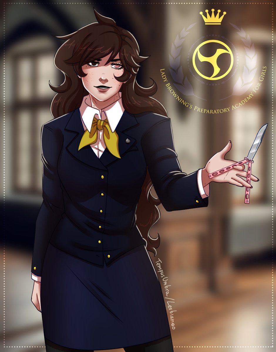 lesbianeo's tweet photo. I have this silly headcanon for my Neo that before getting Hush proper, she carried around a butterfly knife 🔪 https://t.co/ewA9VSZoF3