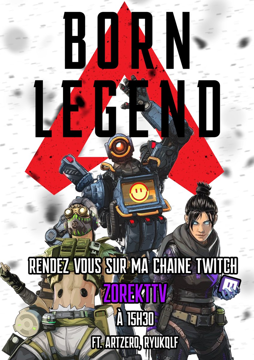 Live spécial demain 15h30, sur du big Apex Legends, j'ai pas eu le choix pour les deux mates, je serais donc en compagnie d'artzer0 et RyukQLF 😐Rendez vous sur ma chaine twitch.tv/zorekttv ça bouge pas