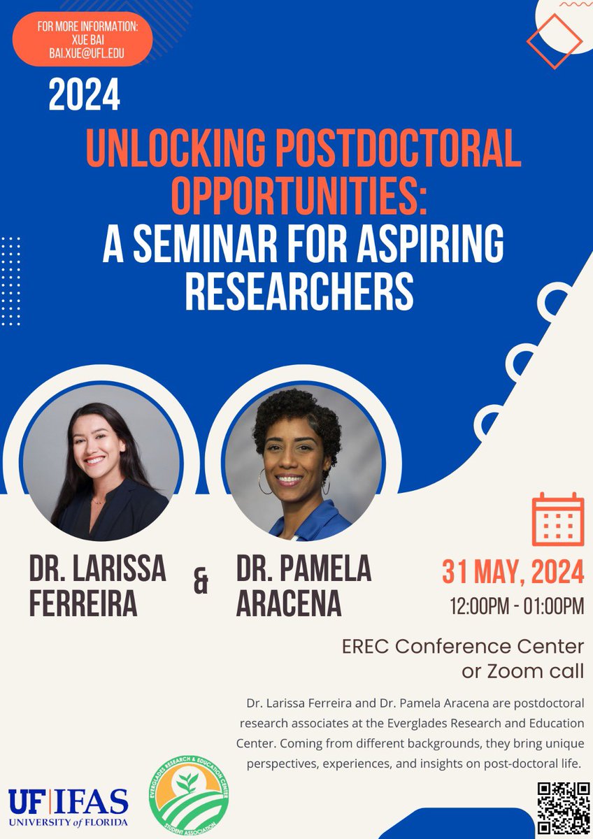 Everglades Student Association (@erecstudent) on Twitter photo On behalf of the student association, we are glad to share our third educational meeting. At this time, Dr. Larissa Ferreira (<a href="/ferreiralc_/">Larissa C. Ferreira-Nuffer ๐ง๐ท๐บ๐ธ</a>) and Pamela Aracena Santos will talk about post-doc opportunities. It will be on May, 31 at 12:00-1:30pm
ufl.zoom.us/meeting/registโฆ On behalf of the student association, we are glad to share our third educational meeting. At this time, Dr. Larissa Ferreira (<a href="/ferreiralc_/">Larissa C. Ferreira-Nuffer ๐ง๐ท๐บ๐ธ</a>) and Pamela Aracena Santos will talk about post-doc opportunities. It will be on May, 31 at 12:00-1:30pm
ufl.zoom.us/meeting/registโฆ