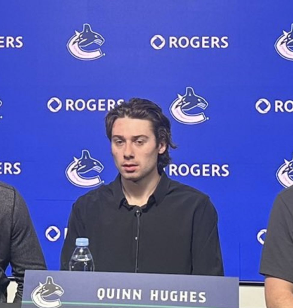 eternalsatvrn's tweet photo. congratulations to quinn hughes for being the first nhl player to have an emoji made after his likeness https://t.co/vgl9HuXTEf