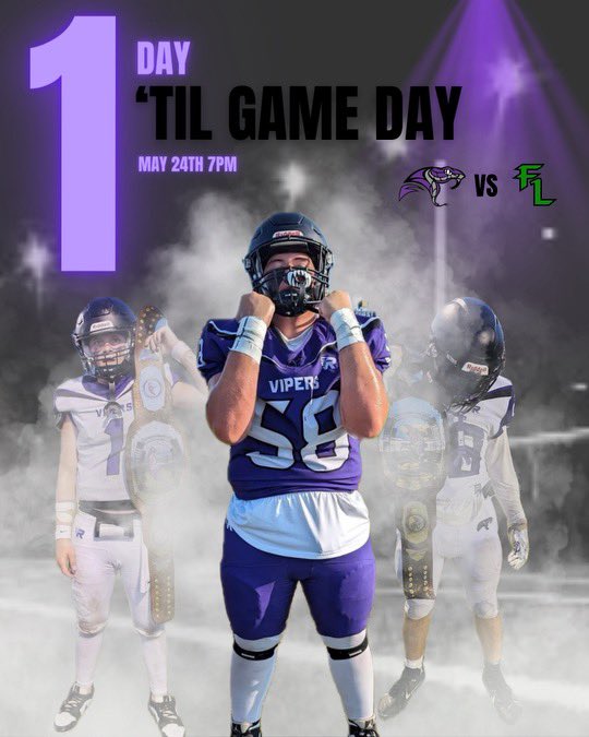 1 MORE DAY! BE THERE! FRIDAY NIGHT IN THE SNAKE PIT @ 7:00 PM! 💯🐍 #ViperFootball #RestoreTheStrike #WeComingForItAll #AllIn #ViperPride #SpringGame