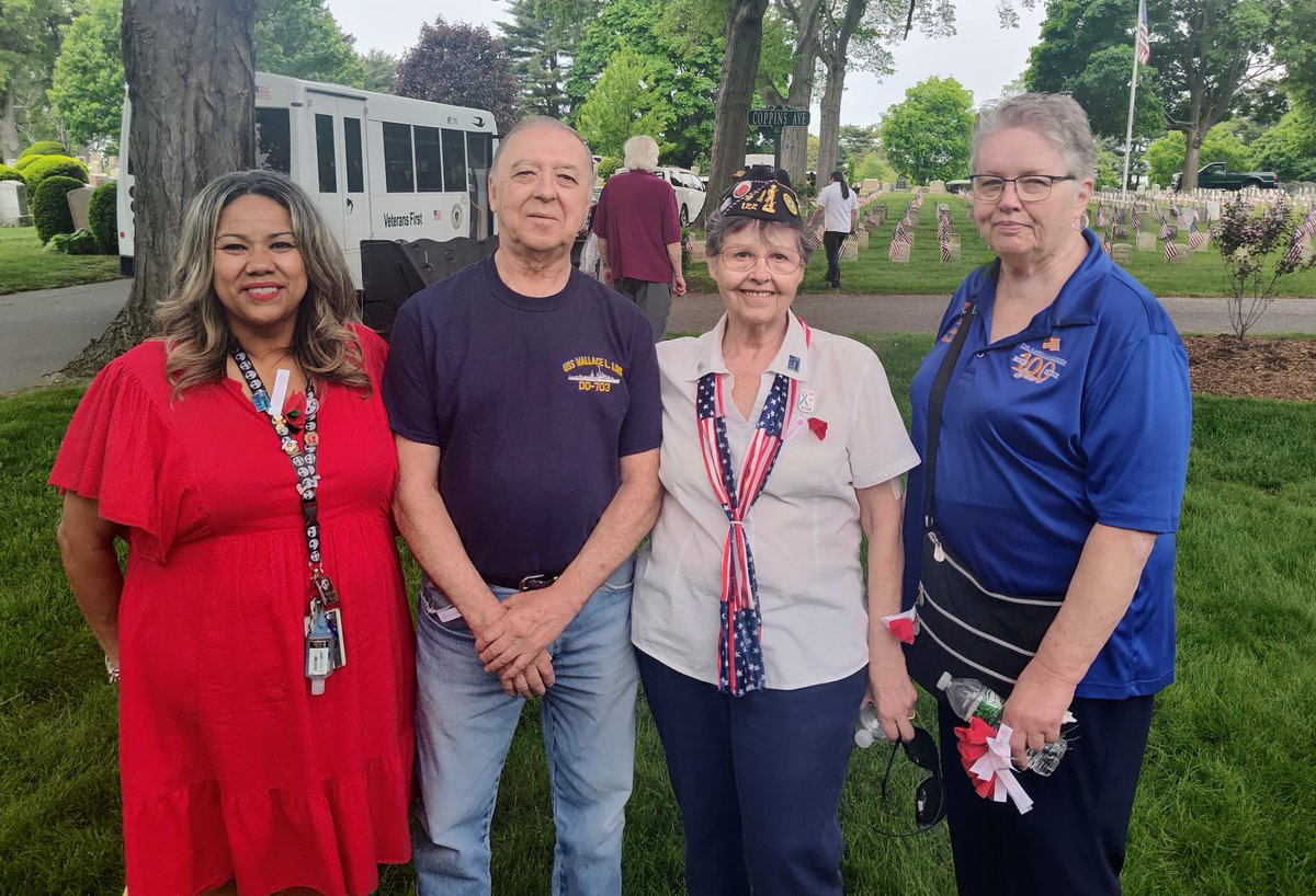 Today our Veterans Home at Chelsea residents gathered at Woodlawn Cemetery for the 2024 Memorial Day Ceremony. The ceremony paid tribute to more than 200 veterans, including Petty Officer Gill, a Medal of Honor recipient from the Spanish-American War and a former resident of the