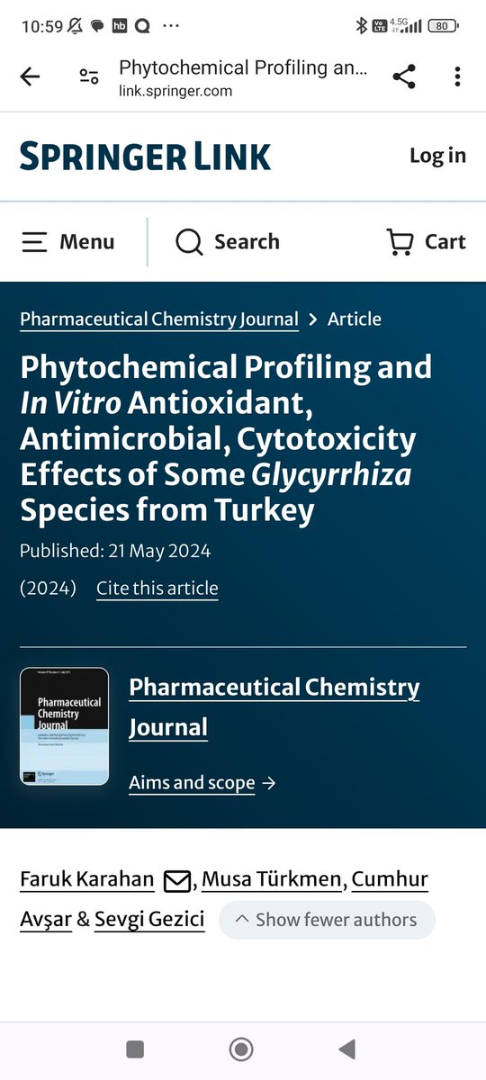 Very excited for this manuscript to be online! We investigated phytochemical profiling and biological activity of licorice via link.springer.com/journal/11094