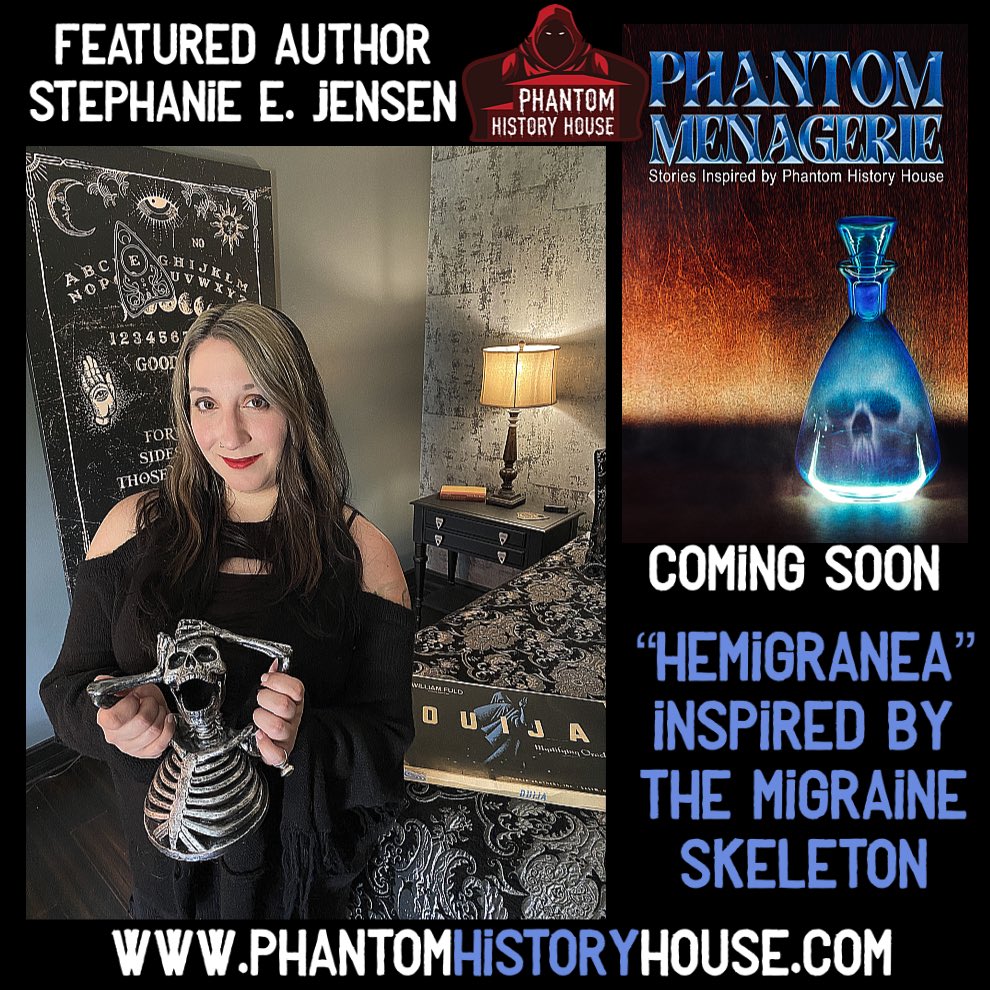 stephinfernal's tweet photo. I feel honored to be part of the Phantom Menagerie anthology by Phantom History House and I’m extremely proud of my migraine short story, “Hemigranea,” inspired by this skeleton that I’m holding.

#phantommenagerie #phantomhistoryhouse #stephanieejensen #horror #horroranthology https://t.co/BjPvE9YdeN
