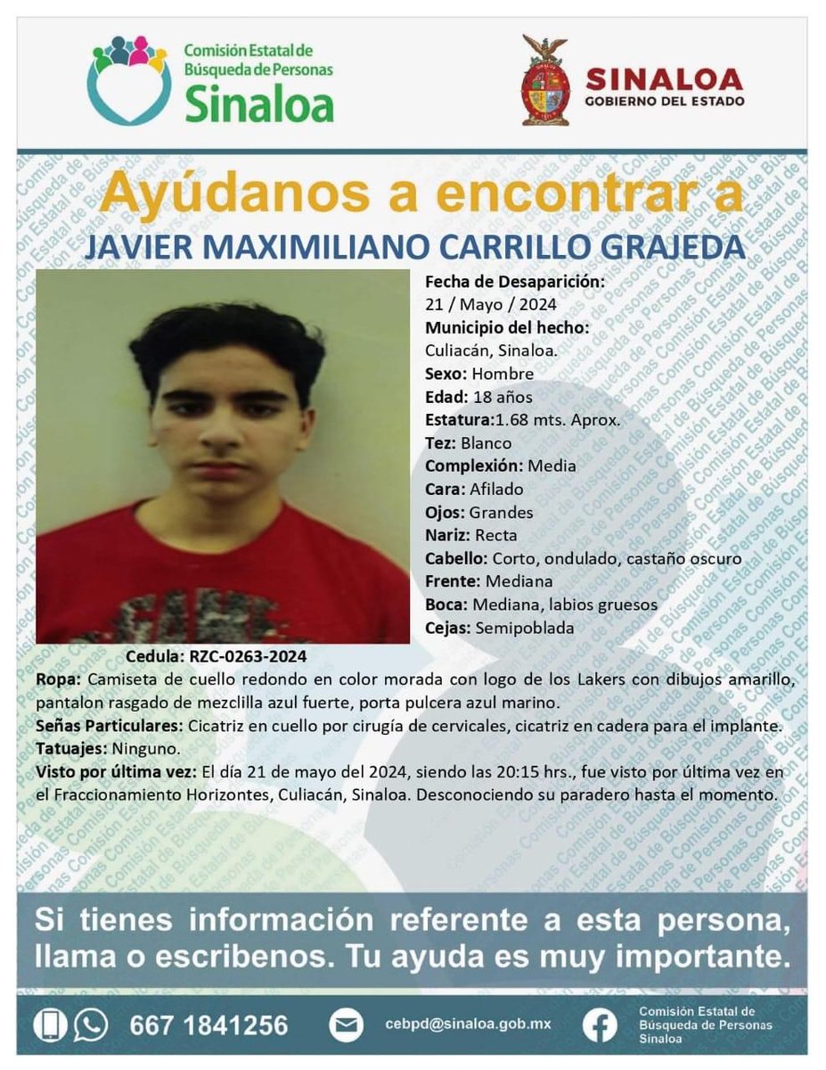 _AZazueta's tweet photo. Por favor ayudennos a difundir para localizar a mi cuñado Javier, fue visto por ultima vez en el fraccionamiento horizontes en Culiacan, Sinaloa. Que vuelva sano a casa, estamos preocupados por su paradero. 
@sinaloagobmx @noroestemx @ELDEBATE @CruzRojaCln @cruzrojasinaloa https://t.co/LfYYedHfLf
