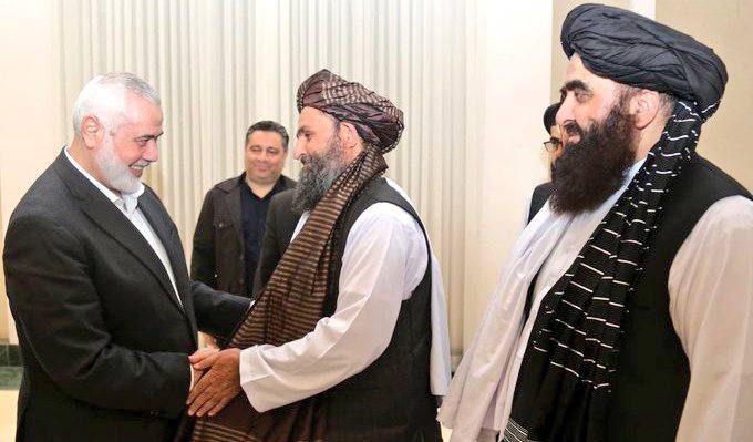 Taliban leaders meet with Ismail Haniyeh, the leader of Hamas in Iran.