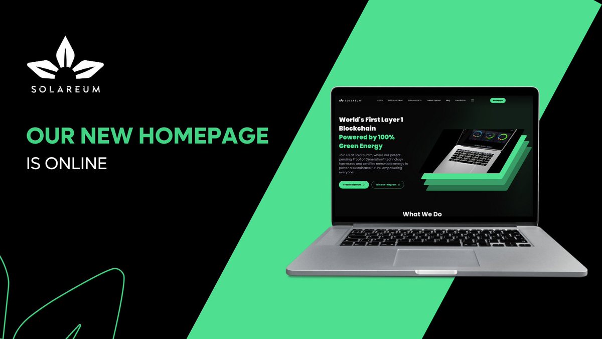 SolareumChain's tweet photo. 🚀 Exciting reveal today: Solareum's new homepage is our third big update! 🌐

✨ New Brand ID
✨ Fresh, clear look

Check it out  👉 https://t.co/39s7NdfFak  More updates and a blog are on the way!
 
$SRM #Solareum #Blockchain #GreenEnergy #layer1 #RenewableEnergy https://t.co/Pg5951efrG
