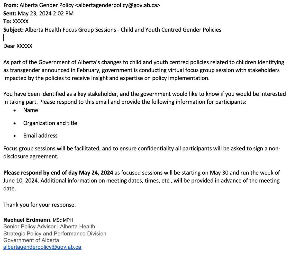 We're delighted to accept @YourAlberta's invitation, provided they strike the NDA & include all our fellow signatories in the session We're open to having honest conversation about the serious impacts of this policy and its aims We are not open to being manged & muzzled however