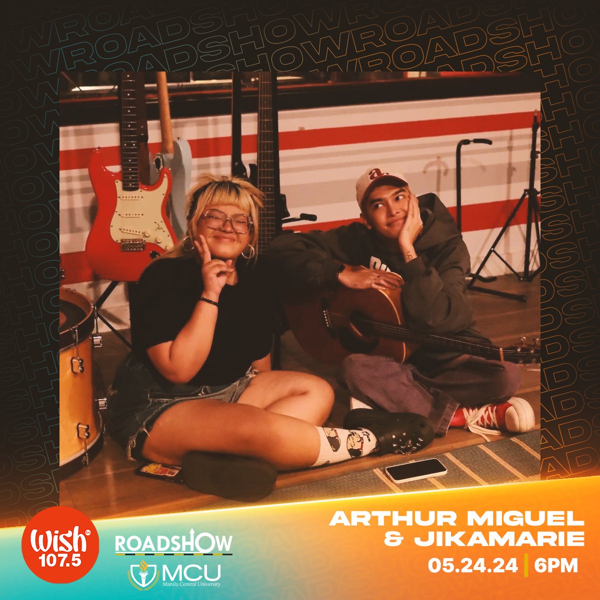 Join Filipino-Canadian crooner @RUSSELLislovely, indie/pop/alt band @thenamelesskids, and singer-songwriters @arthurmiguelii and @jikamarie on today's Roadshow! Watch their live performances aboard the Wish Bus at Manila Central University (MCU).