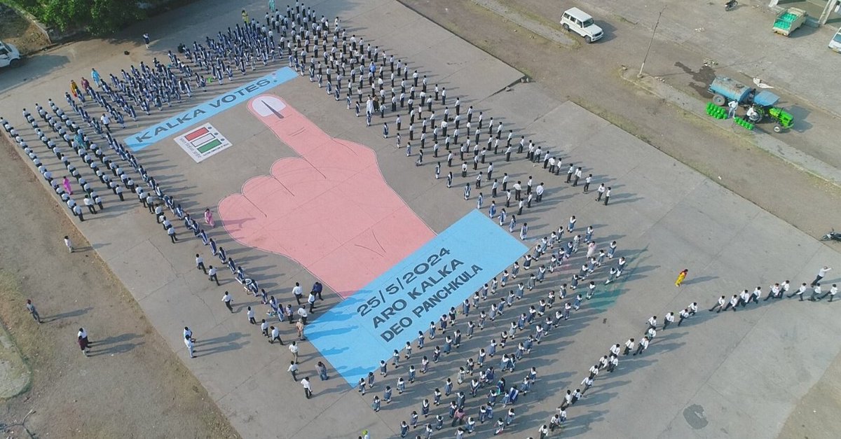 In a unique #SVEEP initiative, 1000 students from Government Model School, Kalka (#Panchkula) carried slogans and paintings in a rally to raise awareness about the importance of voting. (1/n)

Voting date in #Haryana: 25 May 2024

#LokSabhaElctions2024 @ECISVEEP @DDNewsHaryana