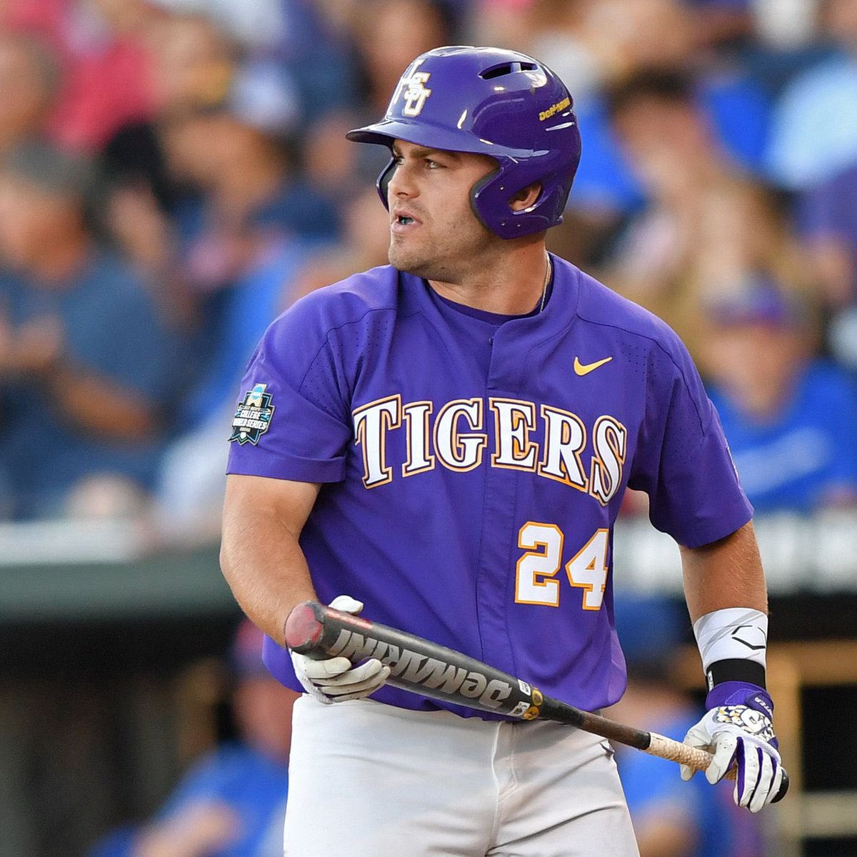 SECbaseball's tweet photo. One of my favorite traditions in college baseball is LSU always having a veteran glue guy that you can’t help but root for because he looks like a 34 year old electrician who could go beer for beer with Wade Boggs. 

Dudes rock, man. https://t.co/2I54LpIkkh